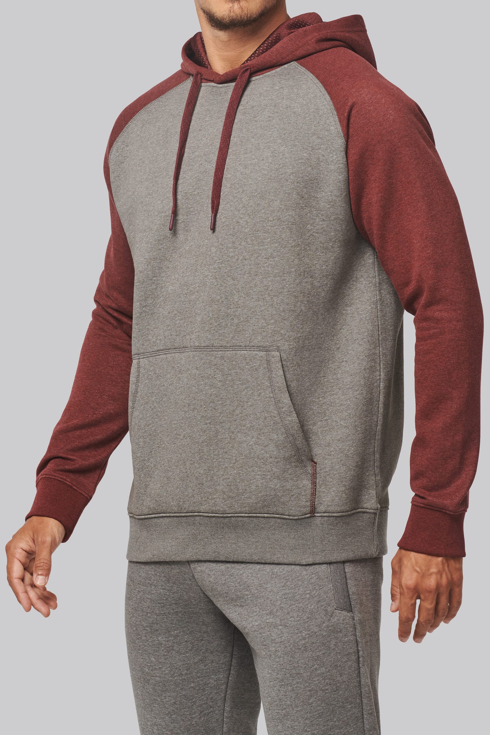 sweat shirt à capuche bicolore