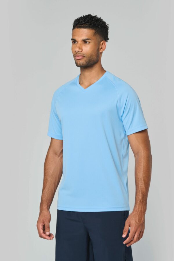 t shirt de sport manches courtes col v homme